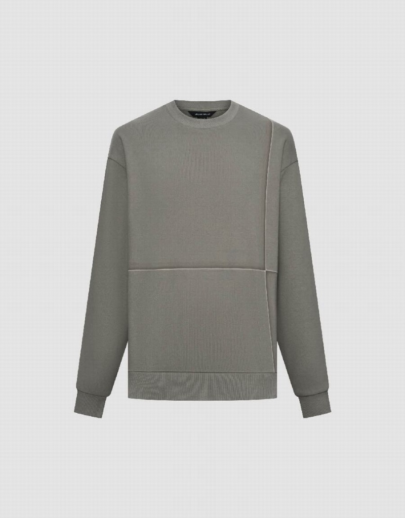 Sweats Urban Revivo Crew Neck Droit Homme Grise Foncé | TMX2580FU