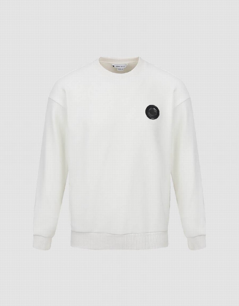 Sweats Urban Revivo Crew Neck Loose Homme Blanche | OQF8167VY