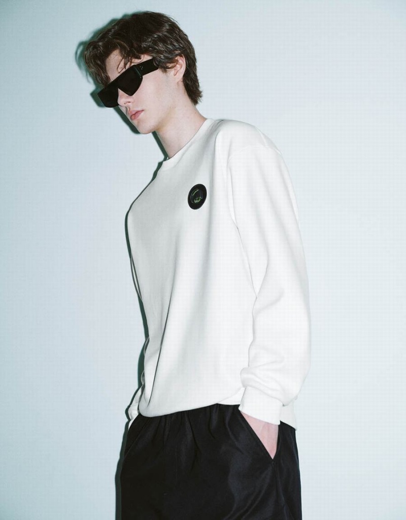 Sweats Urban Revivo Crew Neck Loose Homme Blanche | OQF8167VY