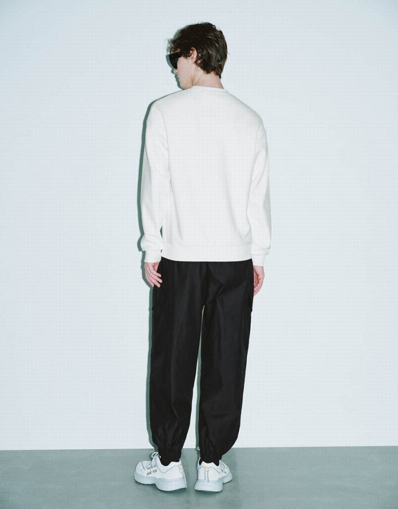 Sweats Urban Revivo Crew Neck Loose Homme Blanche | OQF8167VY