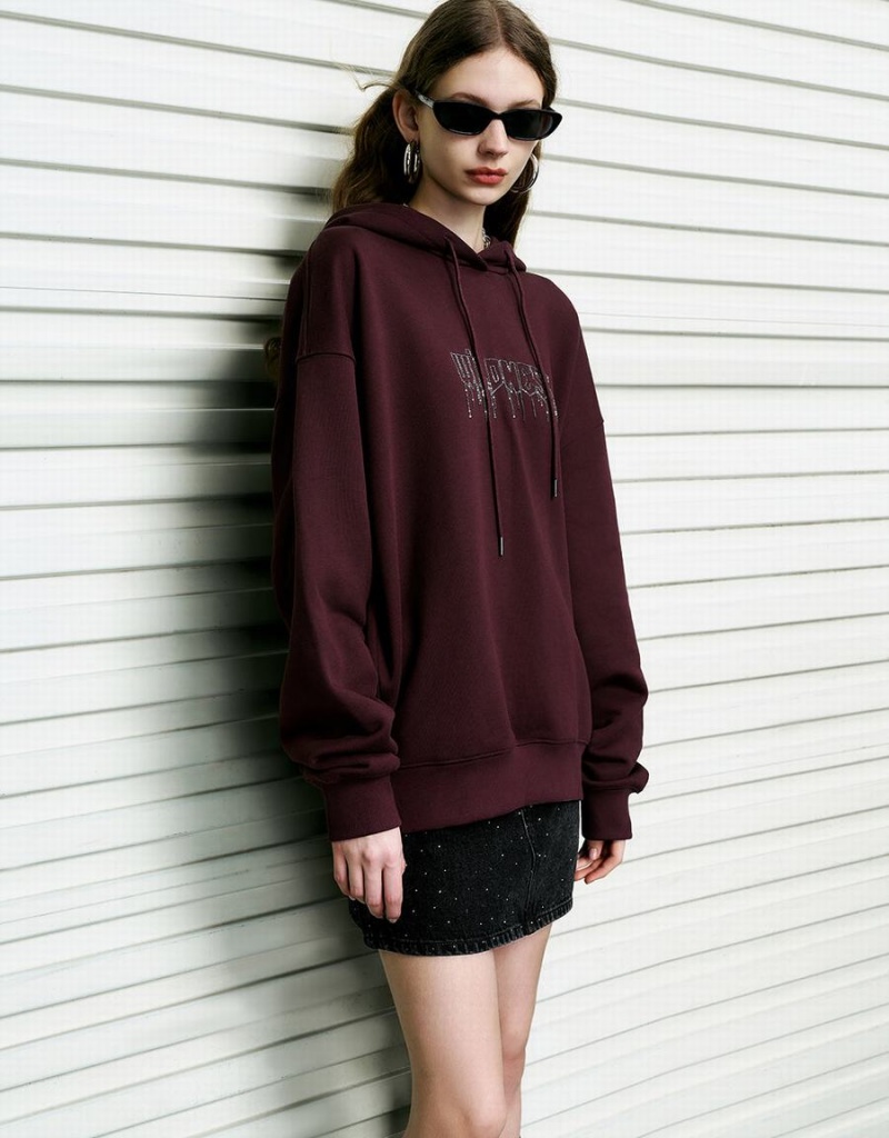 Sweats Urban Revivo Drop Shoulder Sleeve Encapuchonné Oversized Femme Violette | VKV8961UZ