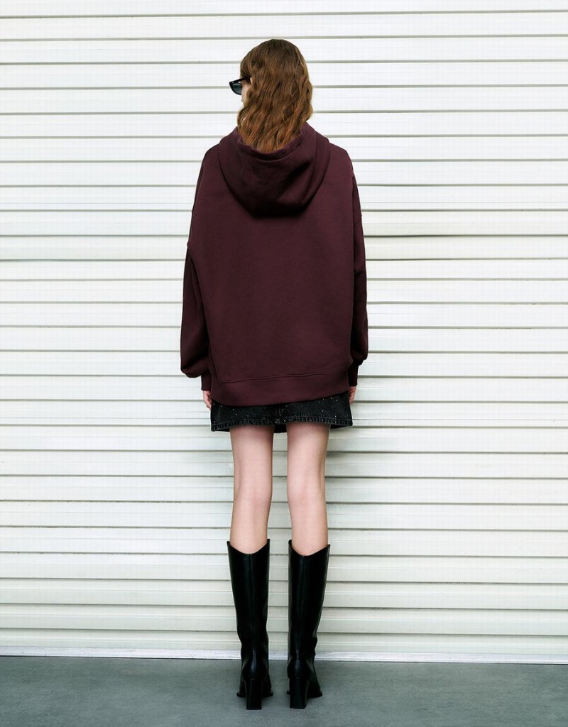 Sweats Urban Revivo Drop Shoulder Sleeve Encapuchonné Oversized Femme Violette | VKV8961UZ
