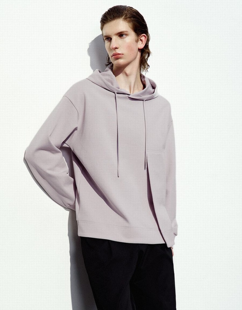 Sweats Urban Revivo Encapuchonné Droit Homme Violette | RKQ4118DR