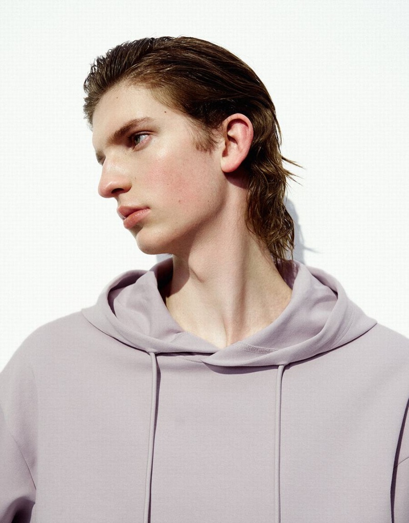 Sweats Urban Revivo Encapuchonné Droit Homme Violette | RKQ4118DR