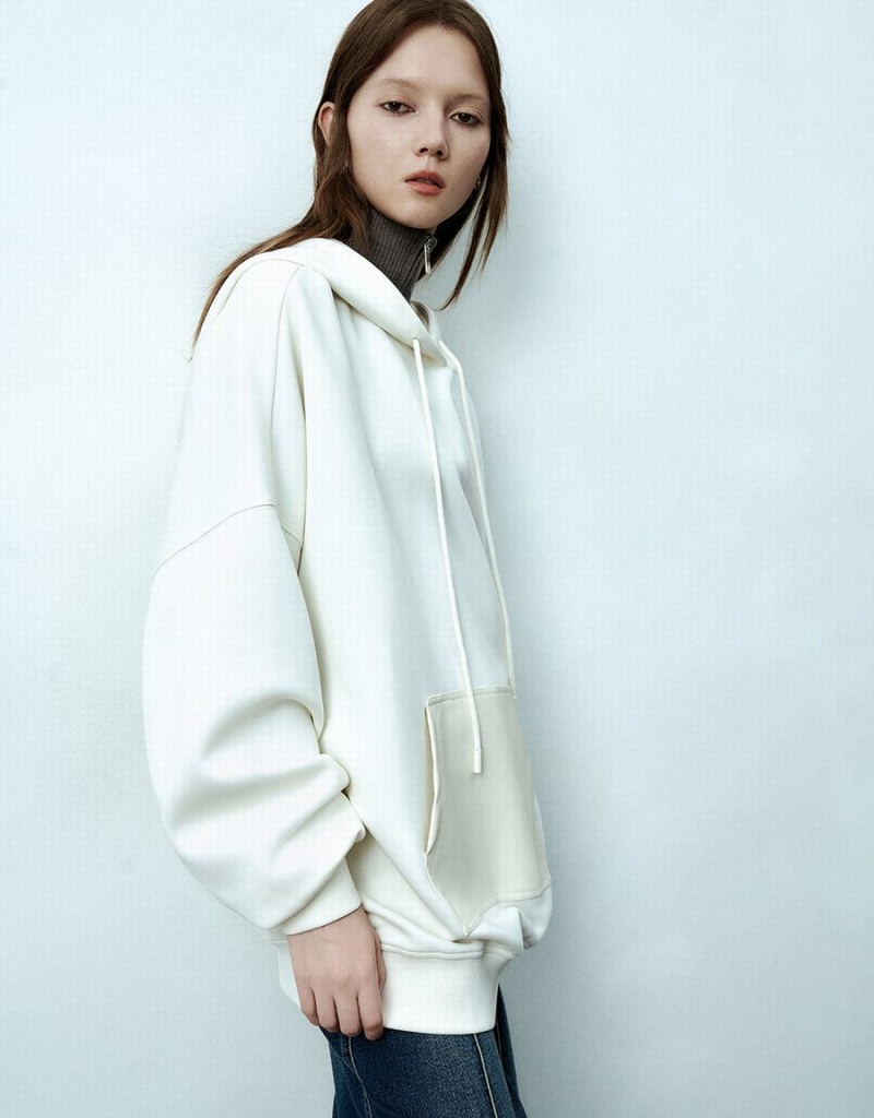 Sweats Urban Revivo Encapuchonné Oversized Femme Blanche | FYP5469WJ