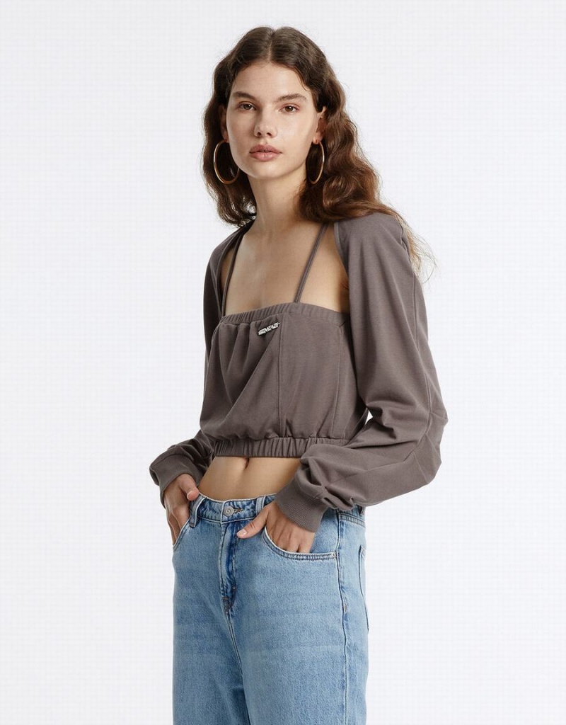 Sweats Urban Revivo Knit Crop Top Femme Noir | LJO6236RY