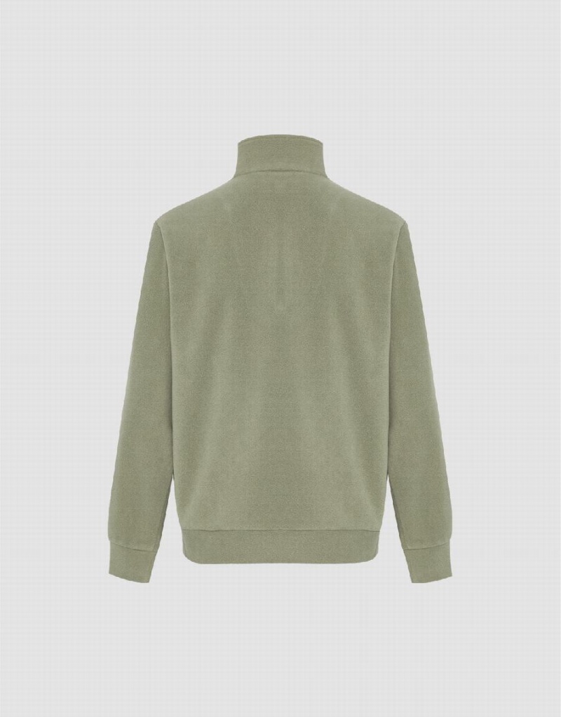 Sweats Urban Revivo Zip Half Placket Tricoté Homme Vert | HWH9980KE