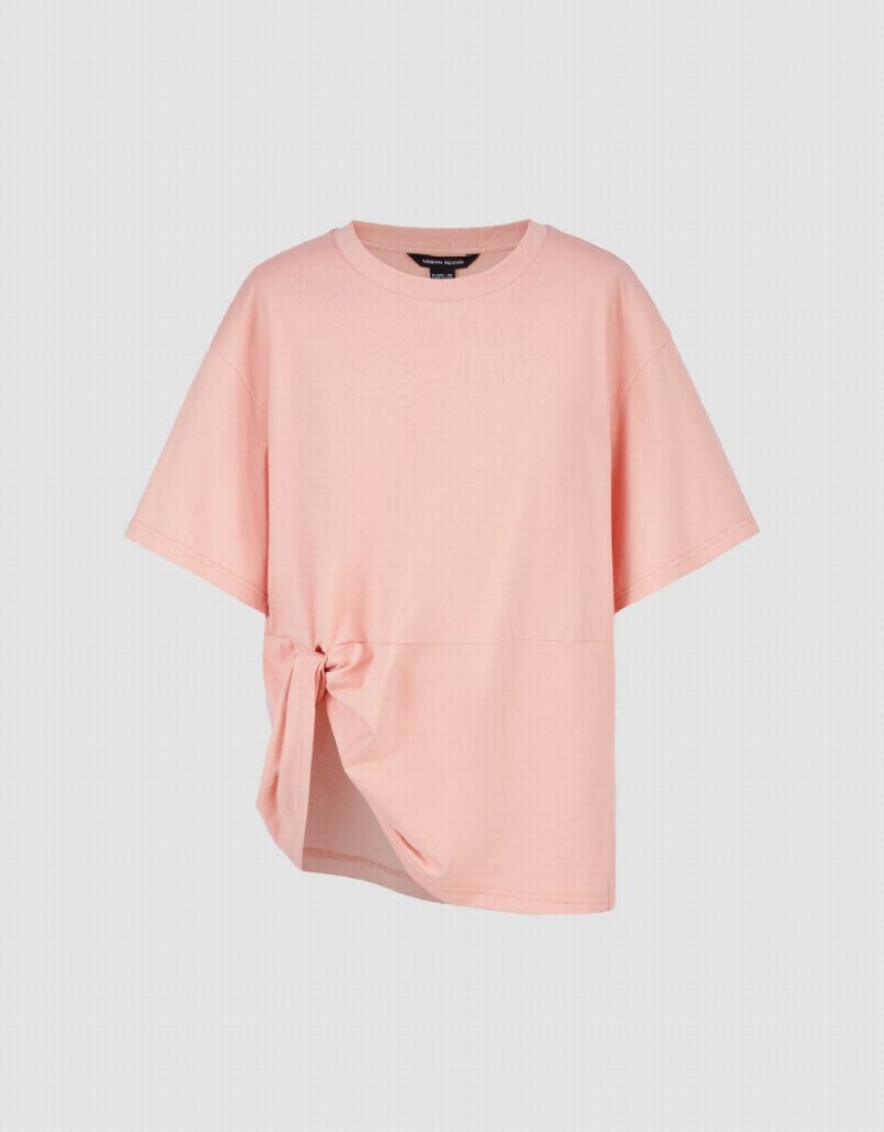 T Shirts Urban Revivo Asymmetric Crew Neck Femme Rose | XKJ5938WU