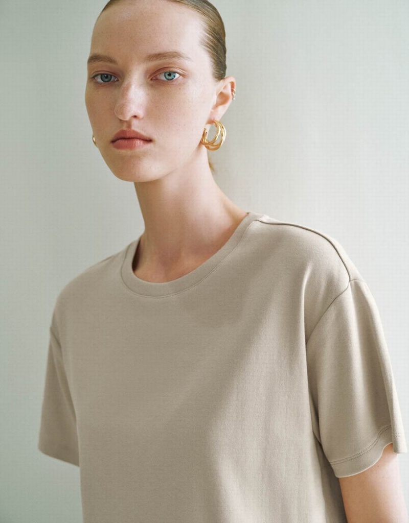 T Shirts Urban Revivo Asymmetric Hem Crew Neck Tricoté Femme Kaki | WVP2957QP