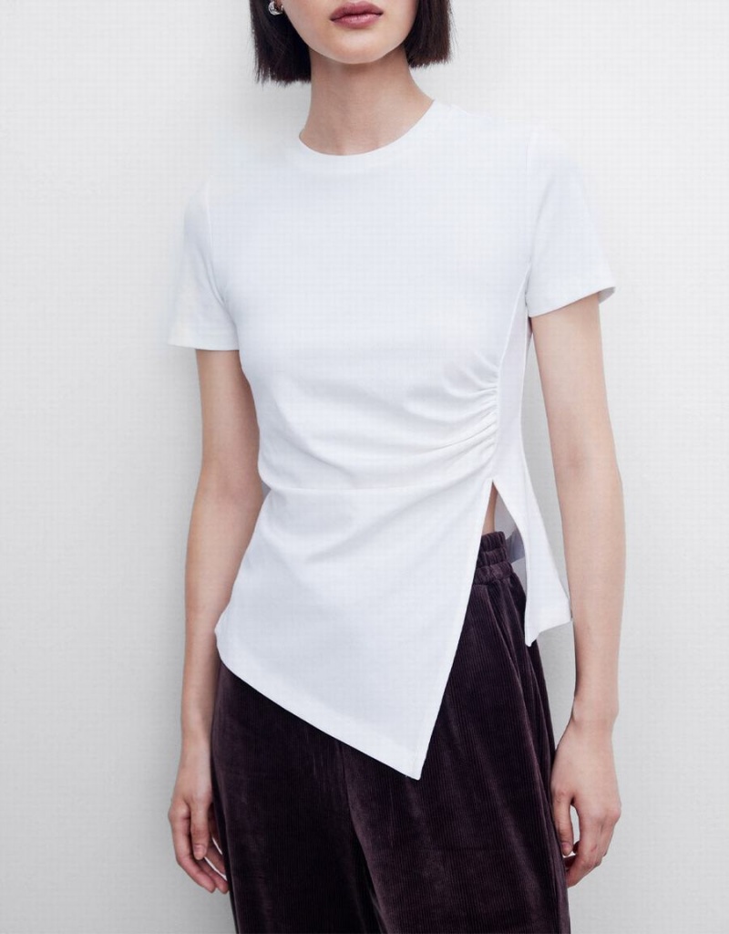 T Shirts Urban Revivo Asymmetrical Hem Femme Blanche | HWV2947JK
