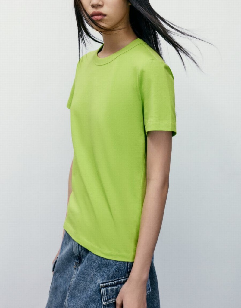 T Shirts Urban Revivo Basic Crew Neck Femme Vert Clair | SHX7945VG