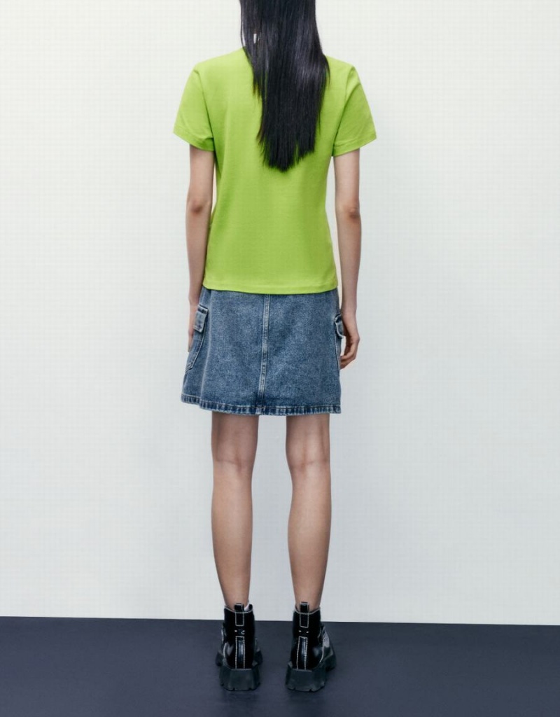 T Shirts Urban Revivo Basic Crew Neck Femme Vert Clair | SHX7945VG