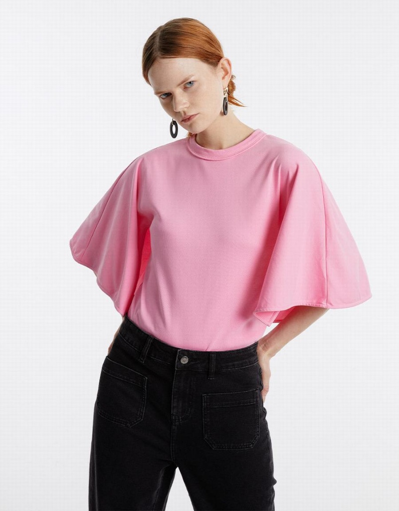 T Shirts Urban Revivo Batwing Sleeve Femme Rose | BLP4739HM
