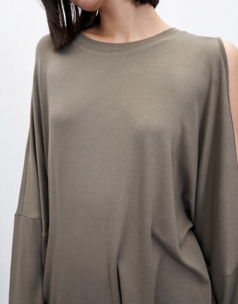 T Shirts Urban Revivo Boxy Long Sleeve Femme Bleu | GIZ139TK
