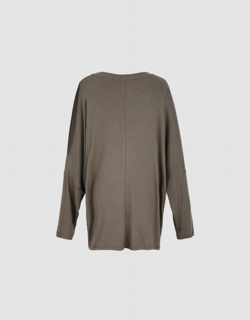 T Shirts Urban Revivo Boxy Long Sleeve Femme Bleu | GIZ139TK