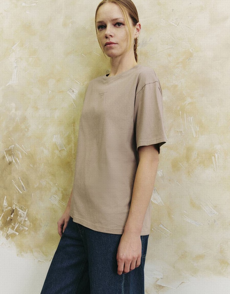 T Shirts Urban Revivo Crew Neck Droit Femme Grise Foncé | RRP9919HM
