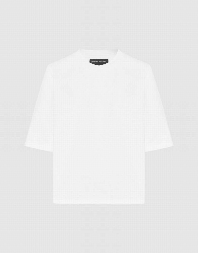 T Shirts Urban Revivo Crew Neck Droit Femme Blanche | ZNL3172UK