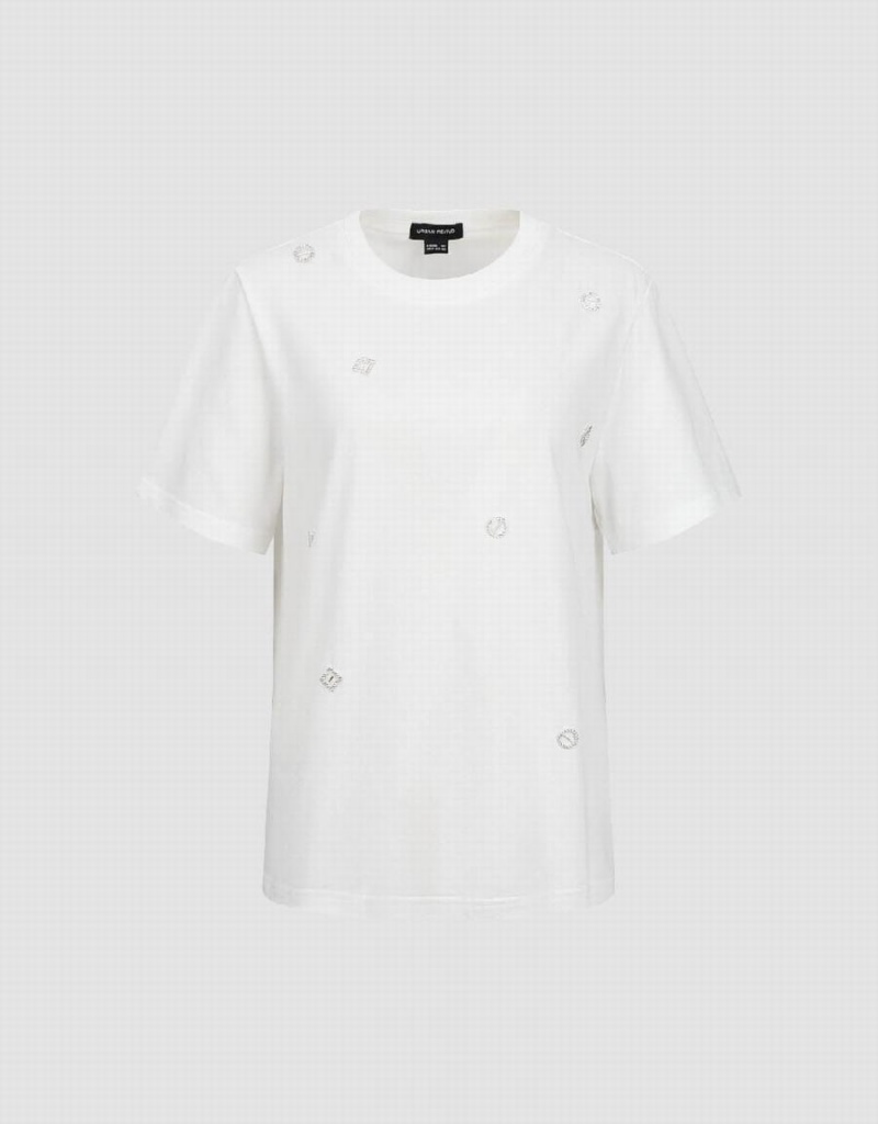 T Shirts Urban Revivo Crew Neck Droit Femme Blanche | CPY7982JX