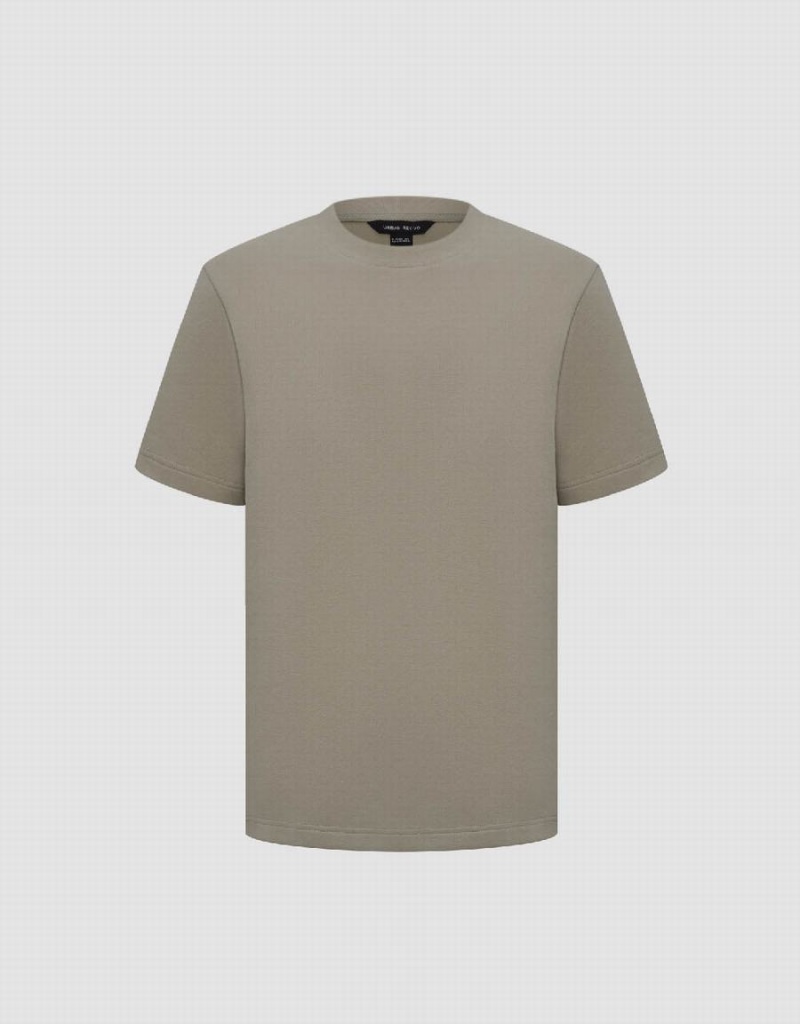 T Shirts Urban Revivo Crew Neck Droit Homme Grise | YEU3429AV