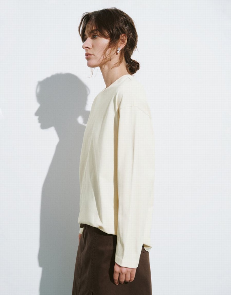 T Shirts Urban Revivo Crew Neck Loose Femme Blanche | NMP783SS