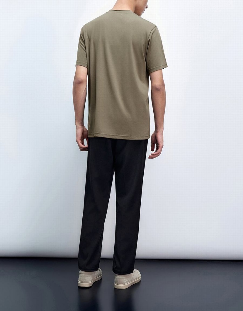 T Shirts Urban Revivo Crew Neck Loose Homme Kaki | RMJ5814NM