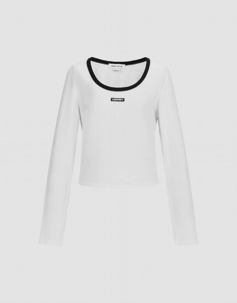 T Shirts Urban Revivo Crew Neck Mince Femme Blanche | XSB2394VO