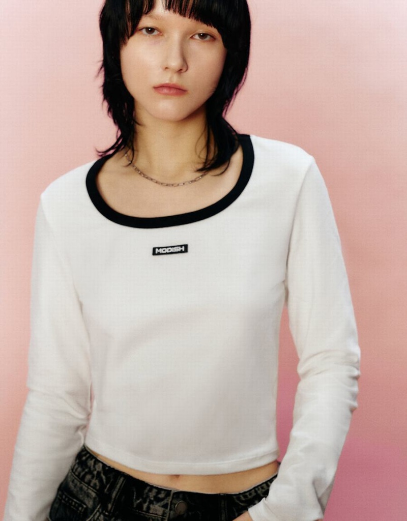 T Shirts Urban Revivo Crew Neck Mince Femme Blanche | XSB2394VO