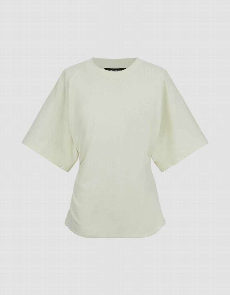 T Shirts Urban Revivo Crew Neck Mince Femme Jaune | DUO6014SI