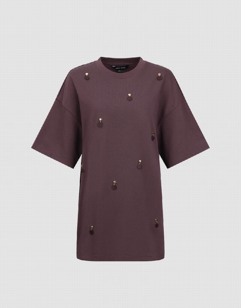 T Shirts Urban Revivo Crew Neck Tricoté Femme Violette | GGB5216VU