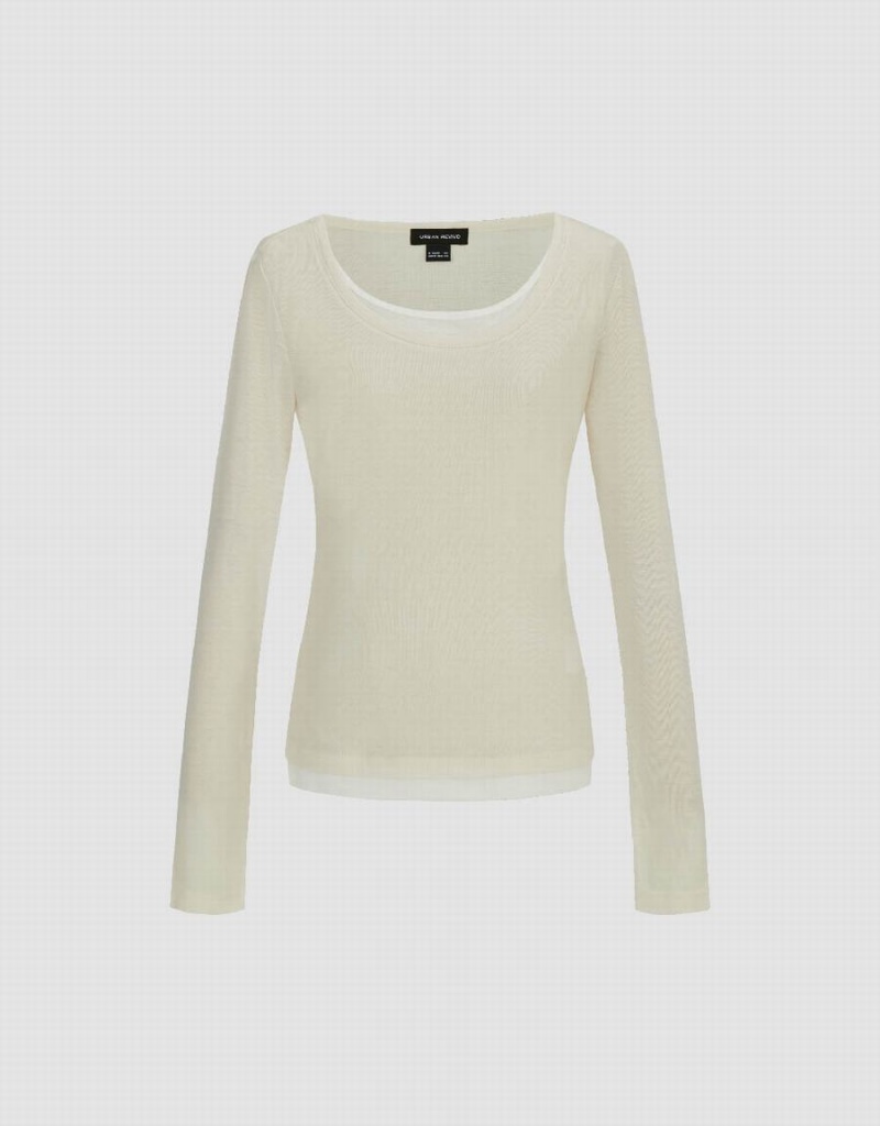 T Shirts Urban Revivo Crew Neck Tricoté Mince Femme Kaki | WTD9355NH