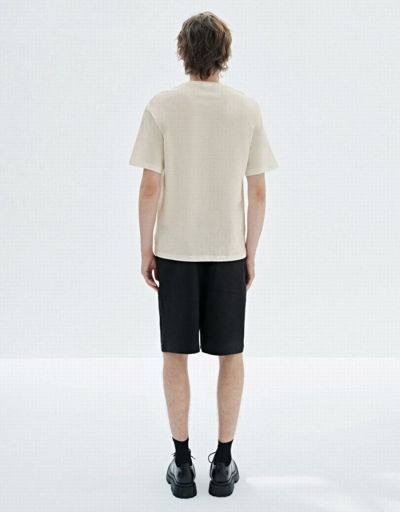 T Shirts Urban Revivo Droit Crew Neck Homme Kaki Grise | PJB1042VR