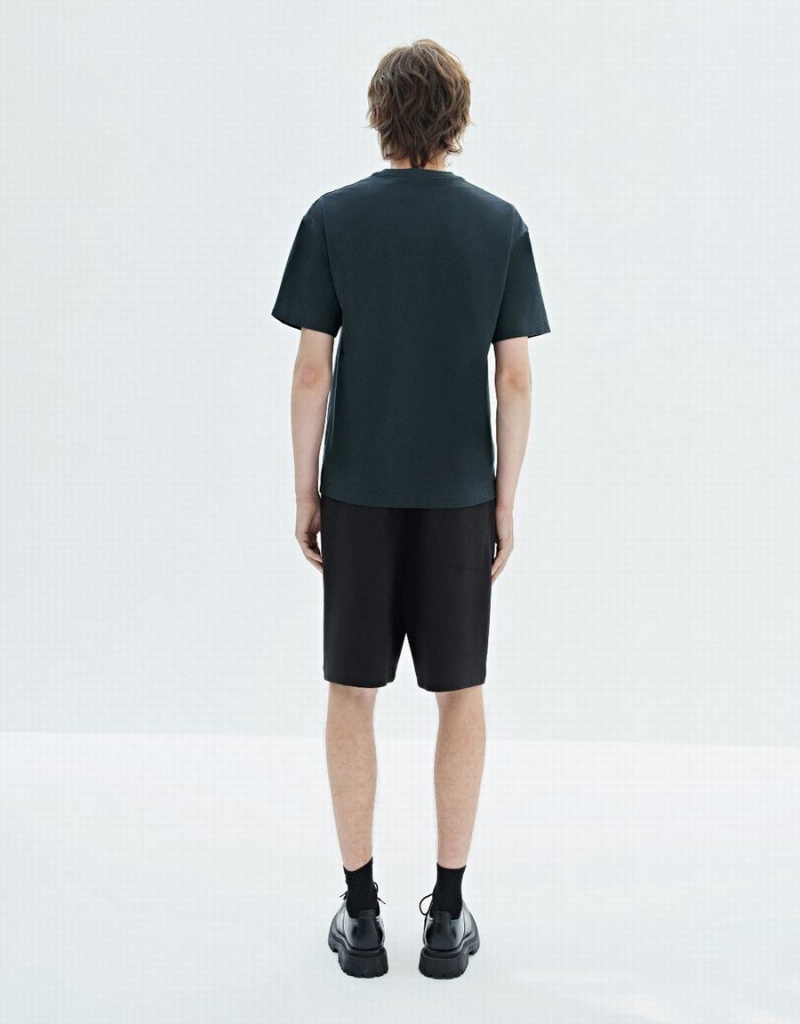 T Shirts Urban Revivo Drop Shoulder Sleeve Crew Neck Homme Bleu | HNV8861UI