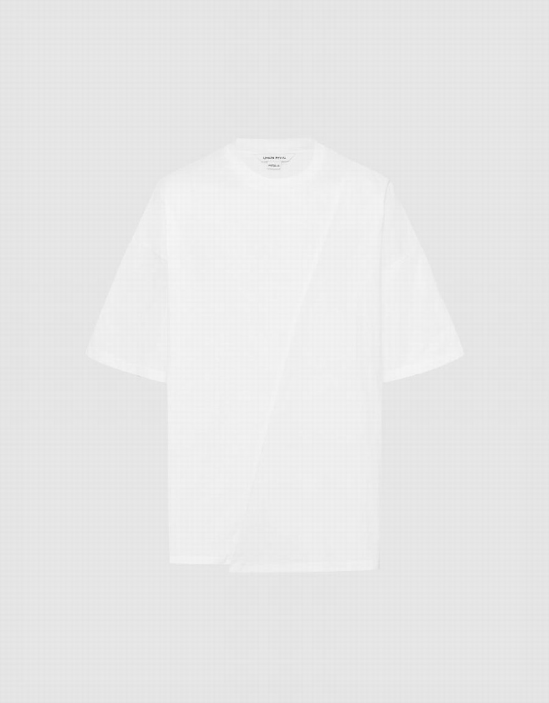 T Shirts Urban Revivo Drop Shoulder Sleeve Crew Neck Homme Blanche | PGH3642OV