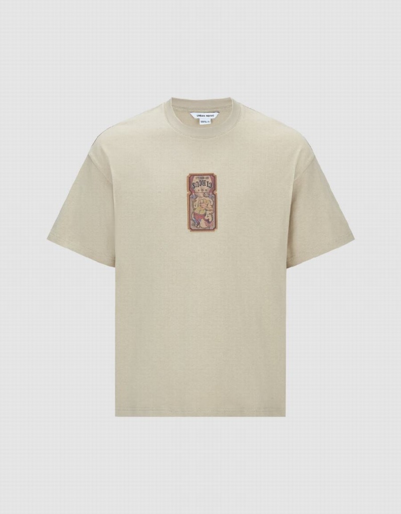 T Shirts Urban Revivo Drop Shoulder Sleeve Crew Neck Homme Kaki | KUN4657NC