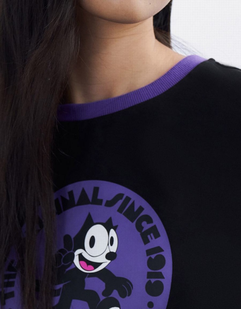 T Shirts Urban Revivo Felix The Cat Femme Noir | VCE9663QB