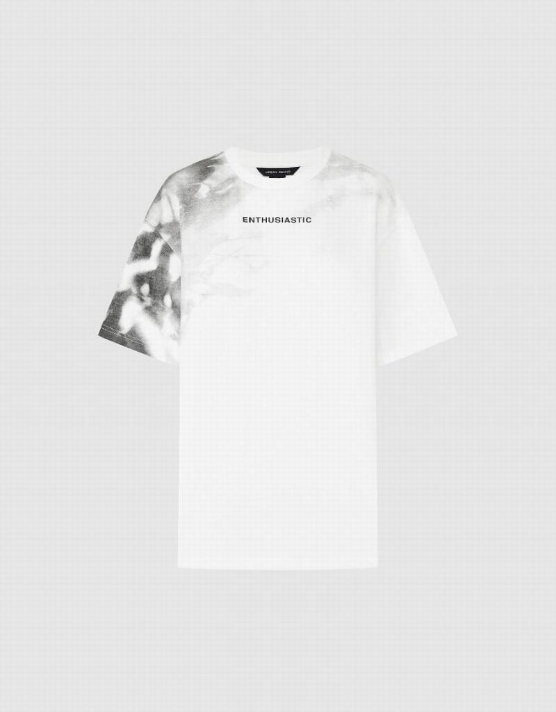 T Shirts Urban Revivo Letter Printed Crew Neck Loose Femme Blanche | KOA2330OI