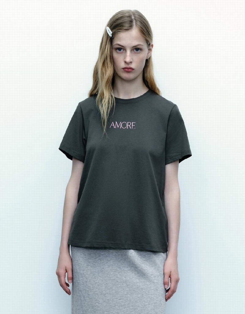 T Shirts Urban Revivo Letter Printed Crew Neck A-Line Femme Blanche | UFS2878BO