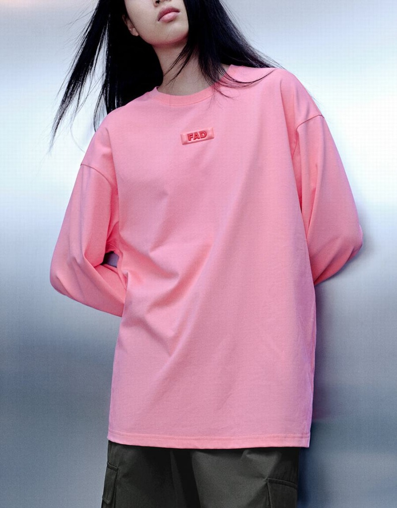 T Shirts Urban Revivo Letter Printed Crew Neck Loose Femme Rose | KHH8051RI
