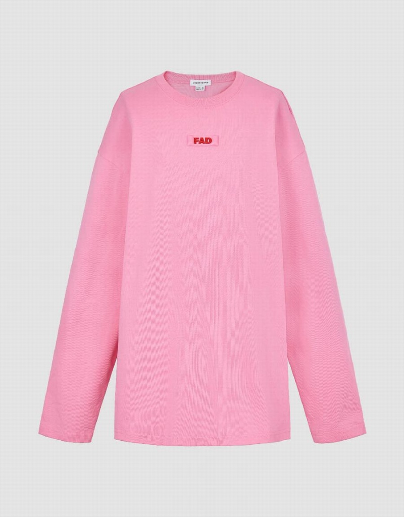 T Shirts Urban Revivo Letter Printed Crew Neck Loose Femme Rose | KHH8051RI