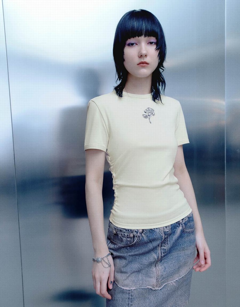 T Shirts Urban Revivo Mince Crew Neck Femme Blanche | OAD9816OJ