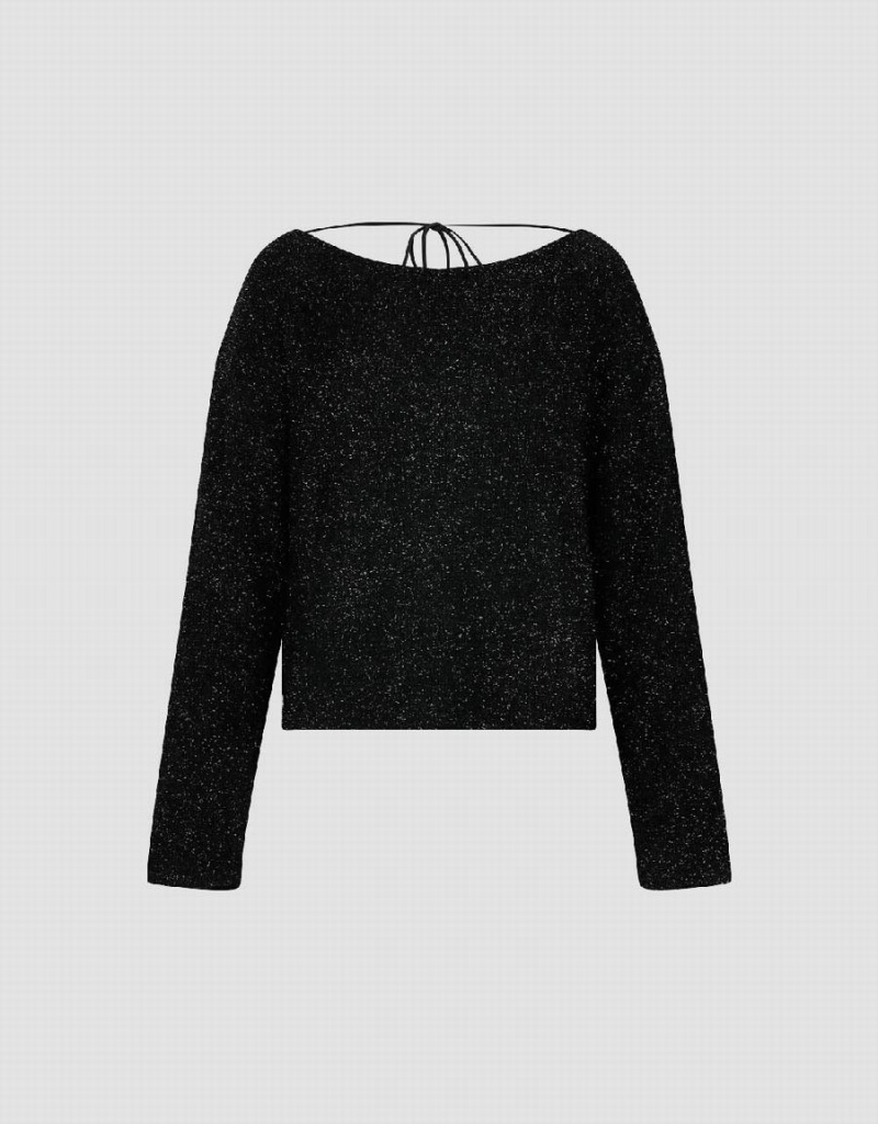 T Shirts Urban Revivo Off-Shoulder Droit Loose Femme Noir | XEX8611KB