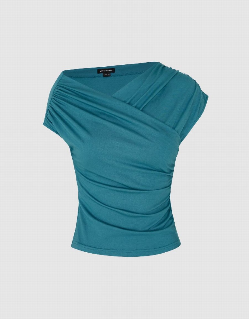 T Shirts Urban Revivo One Shoulder Mince Femme Vert | LTK9745AA