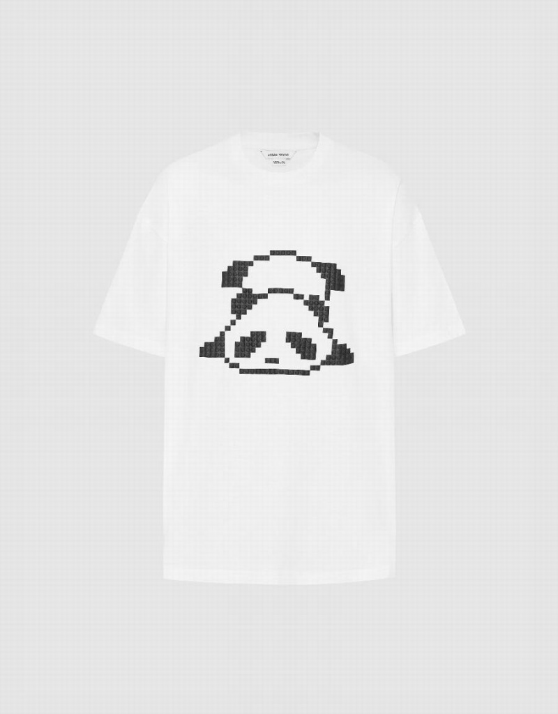 T Shirts Urban Revivo Panda Printed Crew Neck Homme Blanche | MZP8132YS