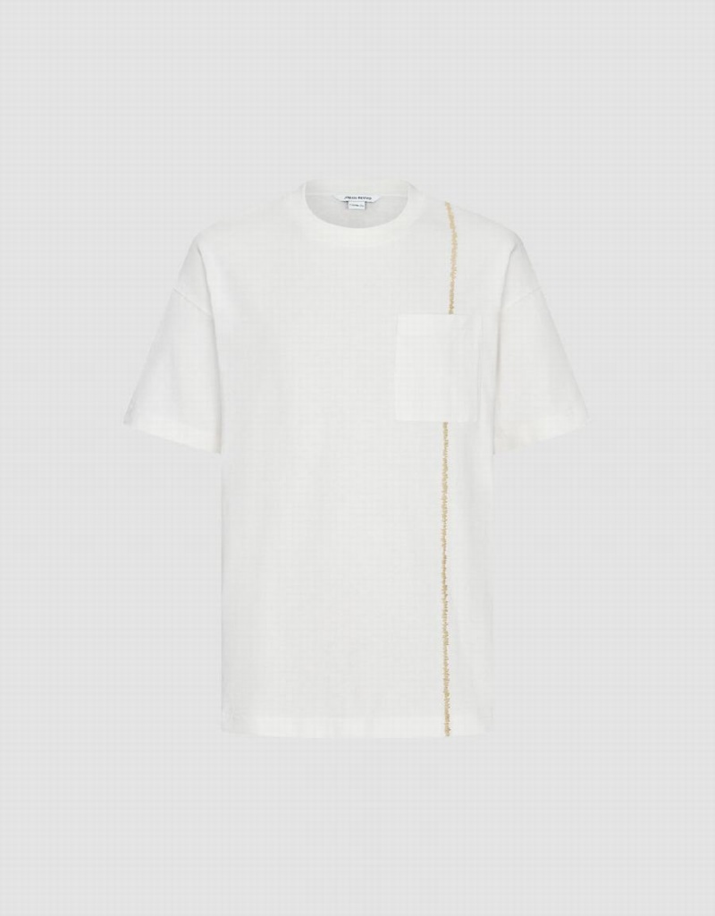 T Shirts Urban Revivo Pocket Patched Crew Neck Homme Blanche | SMQ9521FY
