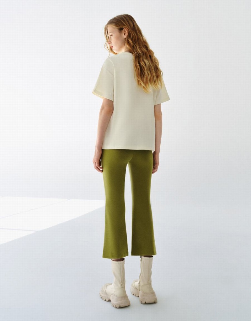T Shirts Urban Revivo Printed Crew Neck Droit Femme Blanche | PCC2226EG