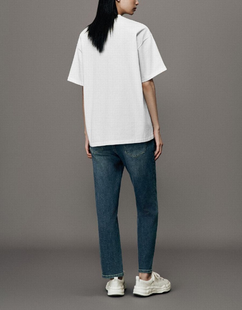 T Shirts Urban Revivo Printed Crew Neck Droit Femme Blanche | TGG8063FM
