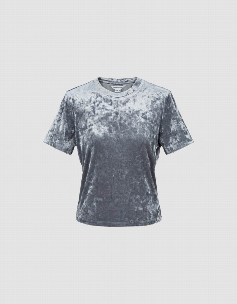 T Shirts Urban Revivo Printed Crew Neck Mince Femme Grise Clair | RQD1442ML
