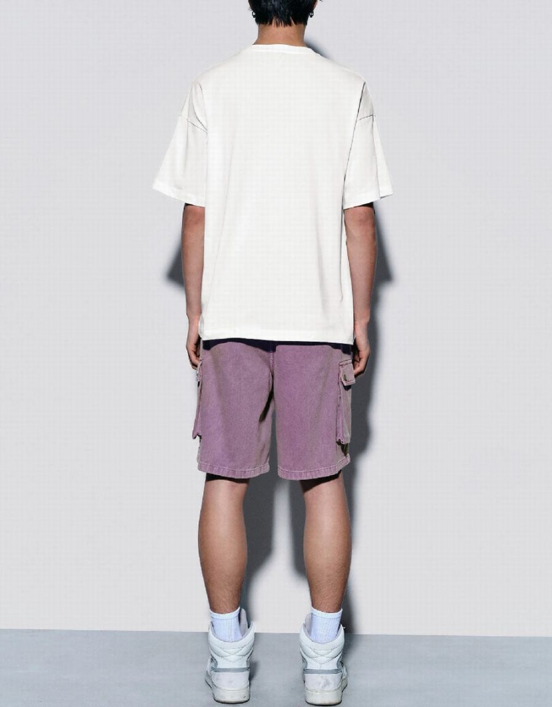 T Shirts Urban Revivo Printed Crew Neck Homme Blanche | XYA5981JD