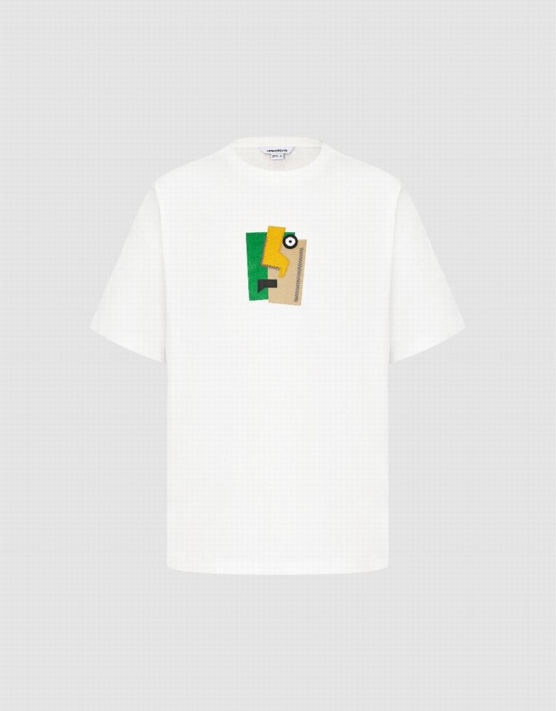 T Shirts Urban Revivo Printed Crew Neck Homme Blanche | XYA5981JD