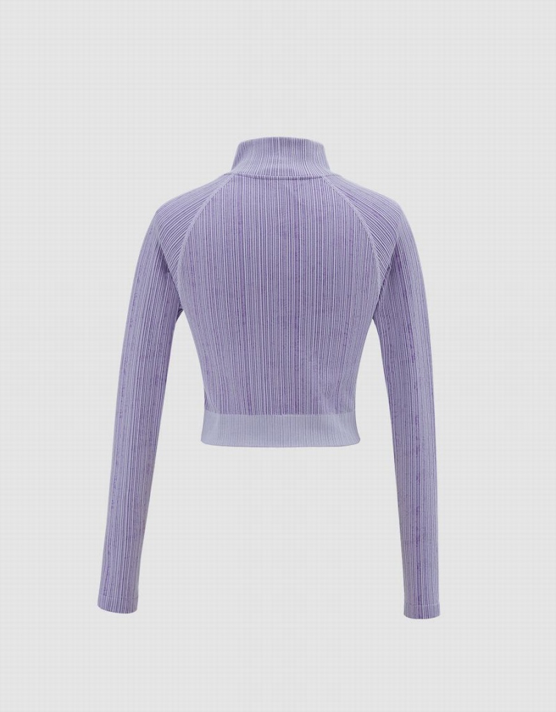 T Shirts Urban Revivo Rayé Raglan Femme Violette | XVS2550YG